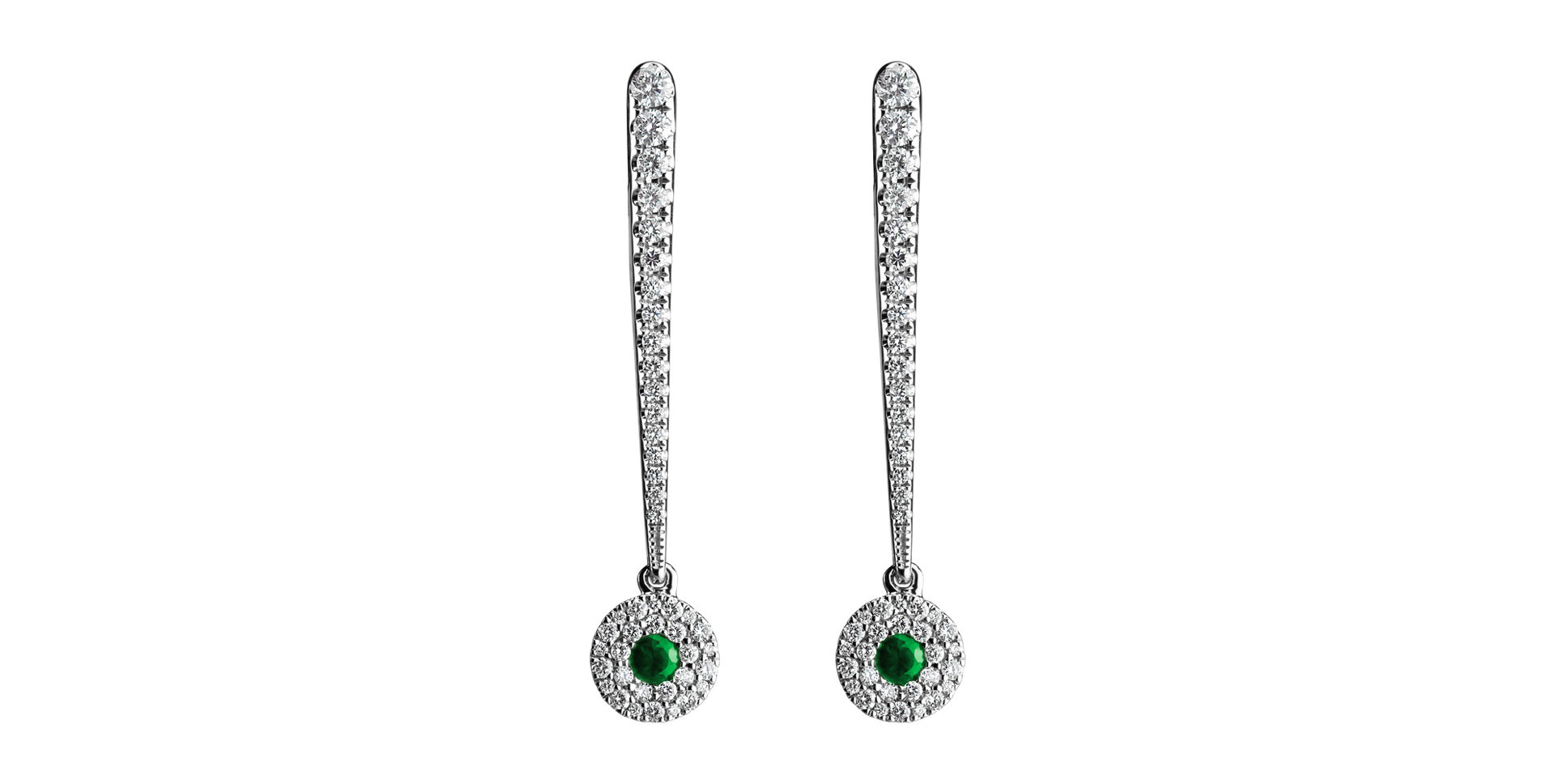 Diamond earrings with Emerald Sparkling Exclamation
