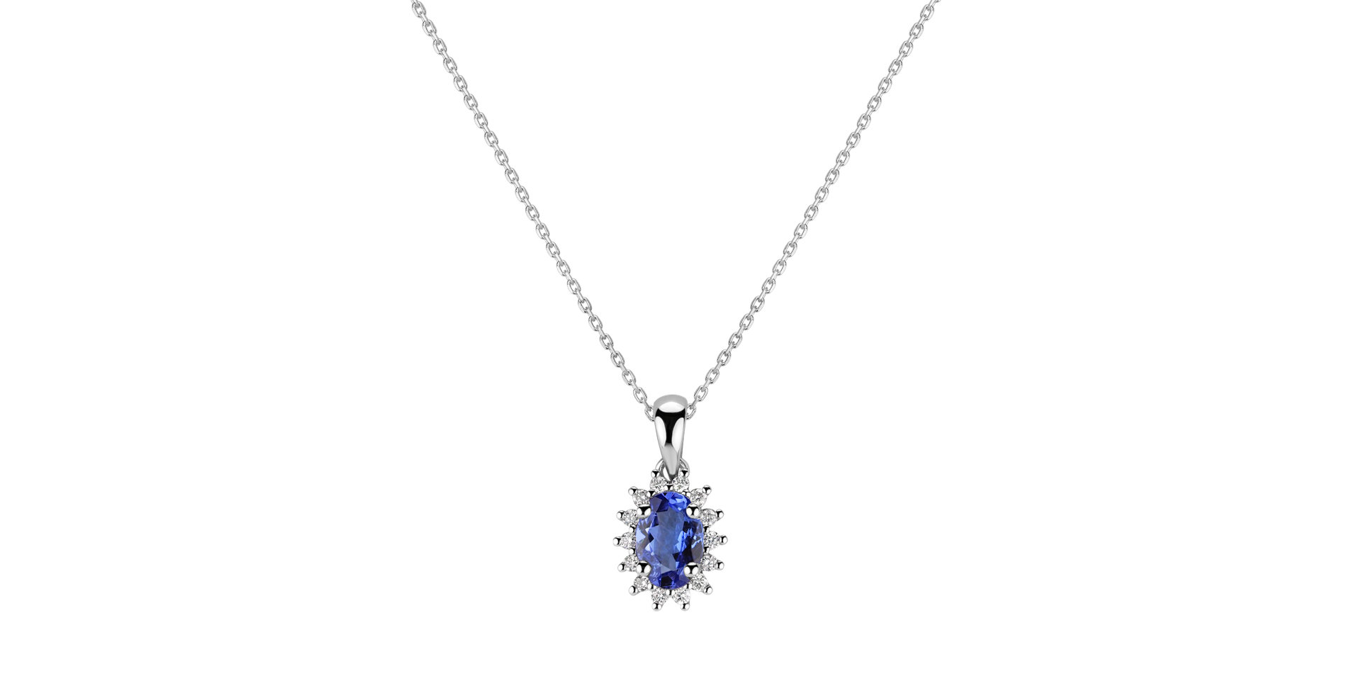 Diamond pendant with Tanzanite Princess Sparkle