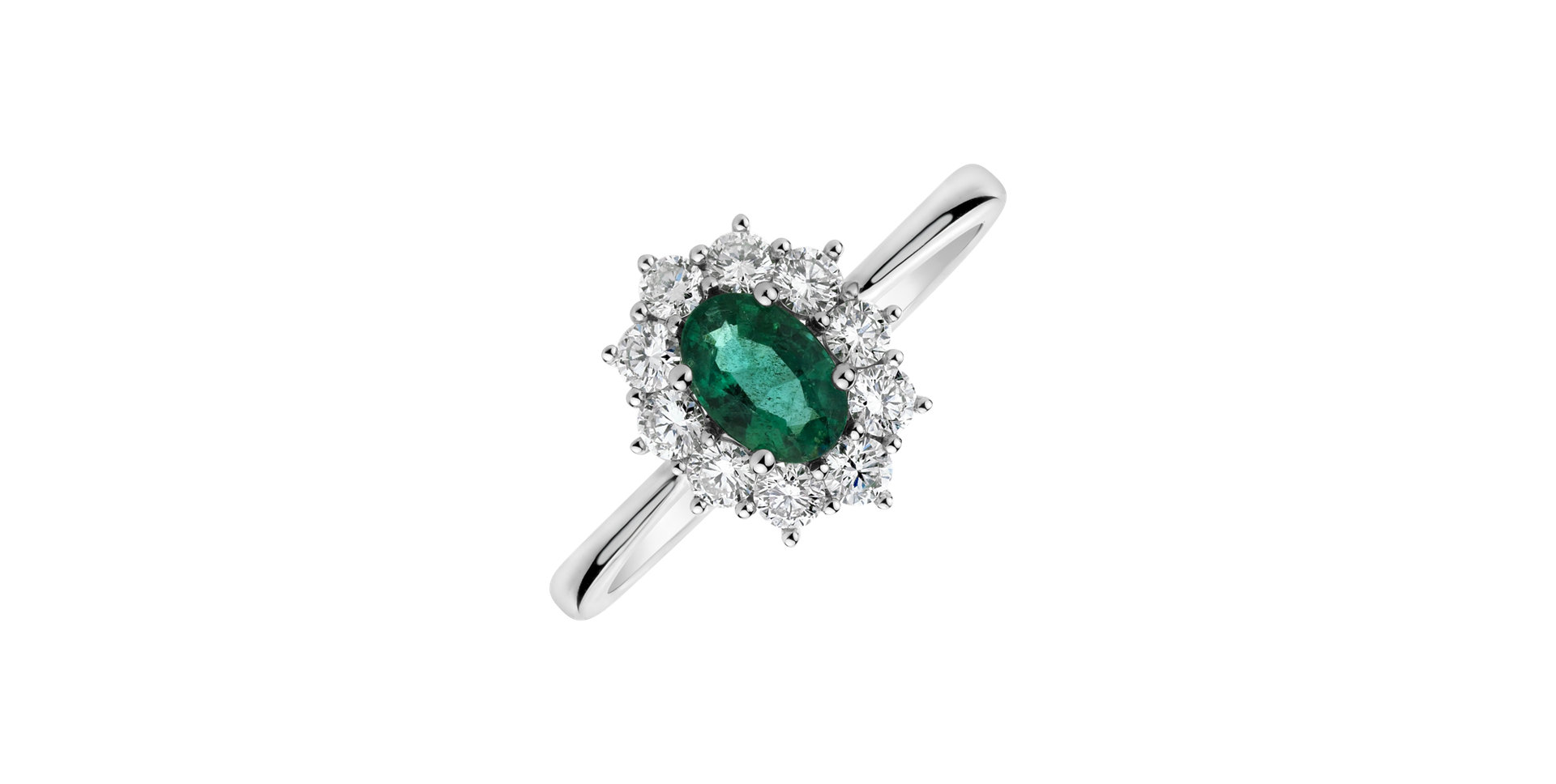 Diamond ring with Emerald Princess Joy