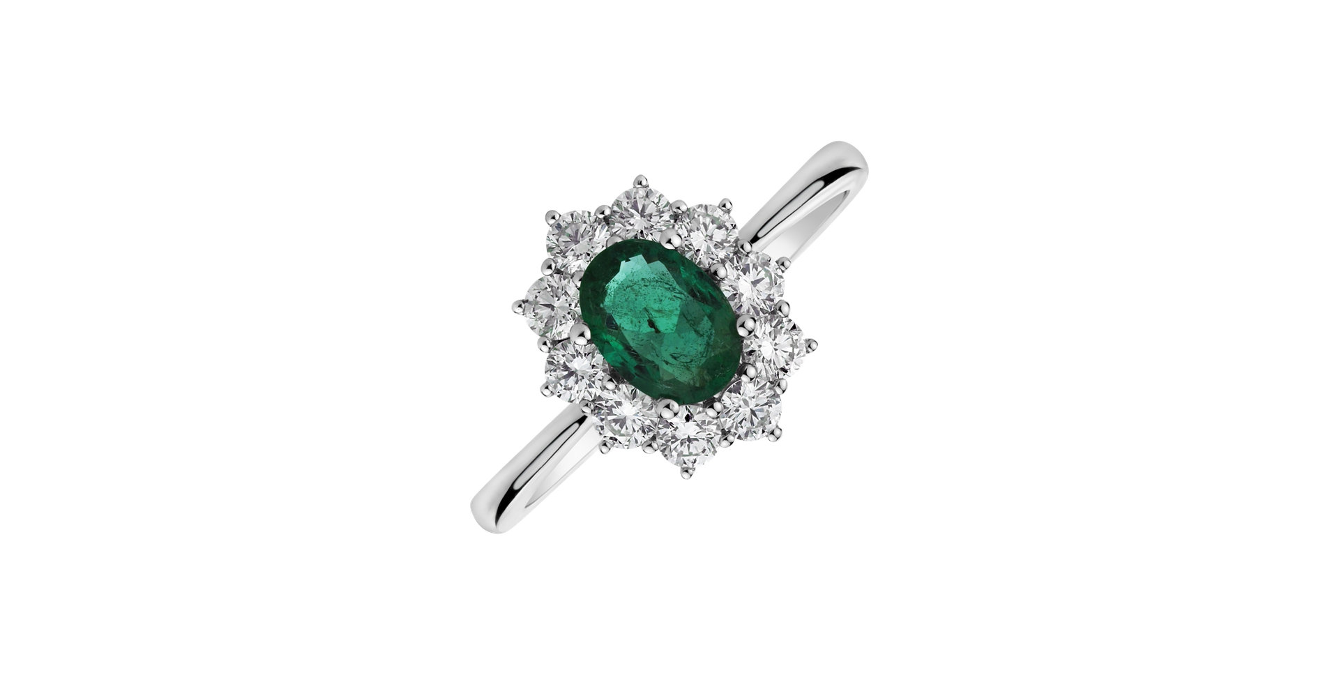 Diamond ring with Emerald Princess Joy