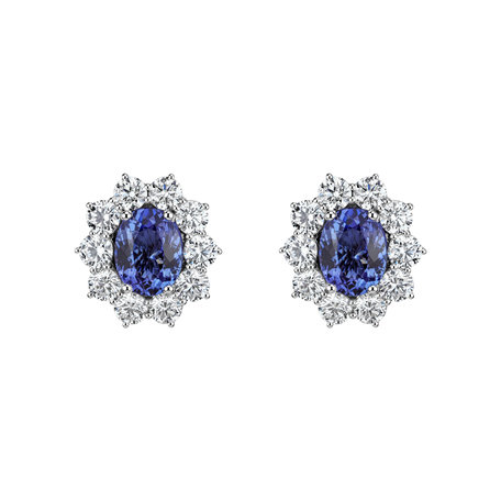 Diamond earrings with Tanzanite Princess Joy