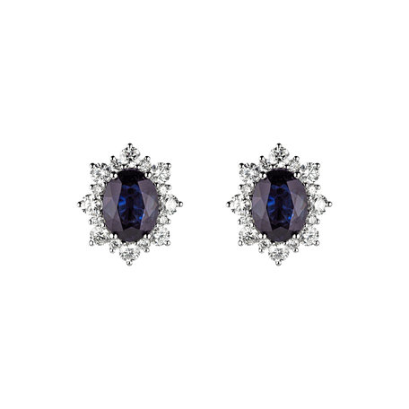 Diamond earrings with Sapphire Royal Aurora