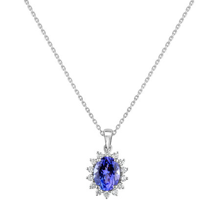 Diamond pendant with Tanzanite Princess Sparkle