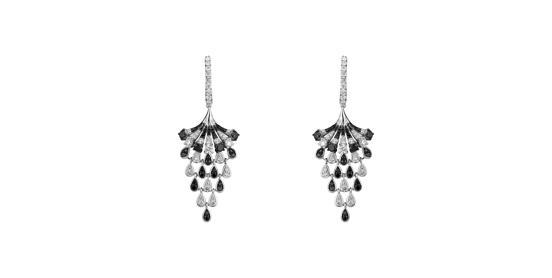 Earrings with black and white diamonds Royal Mesh