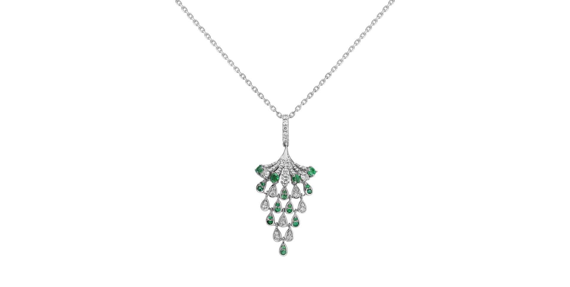 Diamond pendant with Emerald Royal Mesh