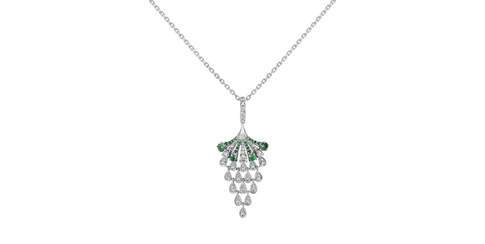 Diamond pendant with Emerald Royal Mesh