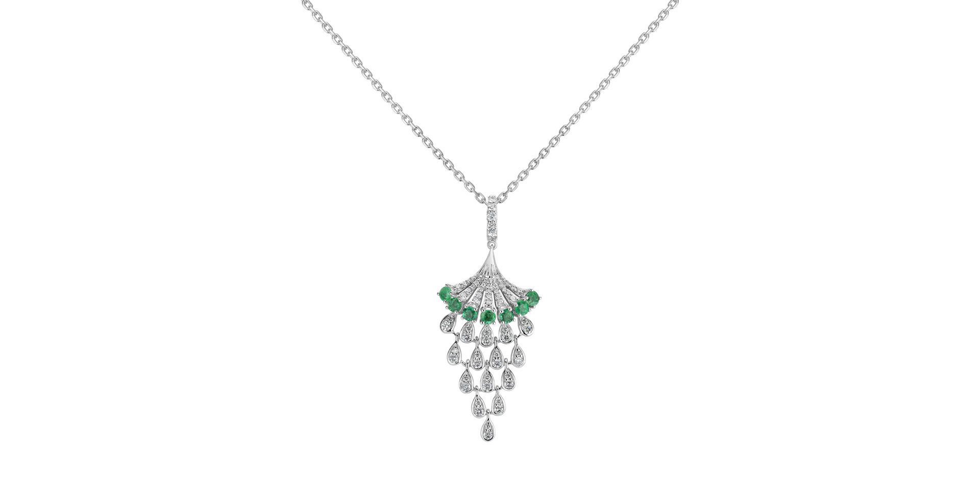 Diamond pendant with Emerald Royal Mesh