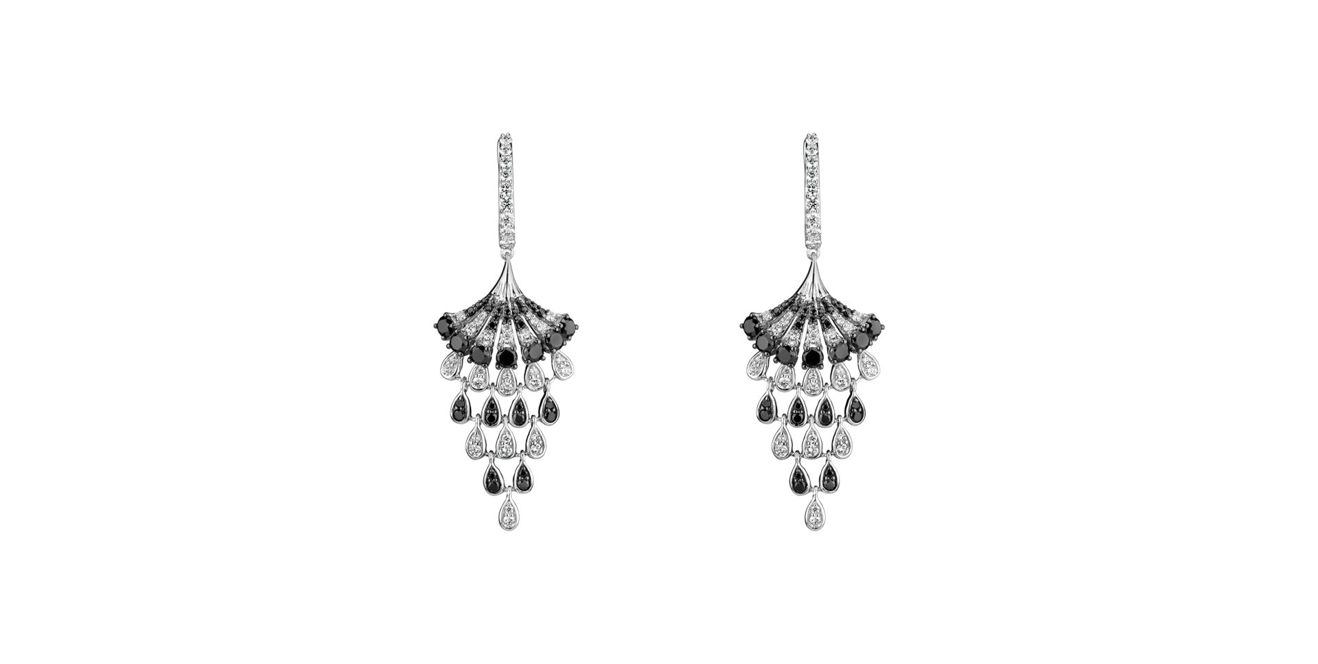 Earrings with black and white diamonds Royal Mesh