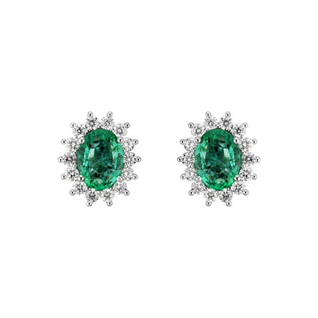 Diamond earrings with Emerald Princess Sparkle