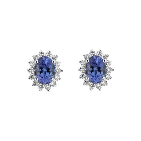 Diamond earrings with Tanzanite Princess Sparkle