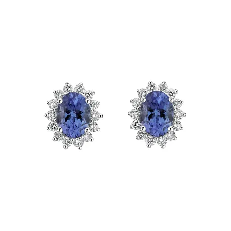 Diamond earrings with Tanzanite Princess