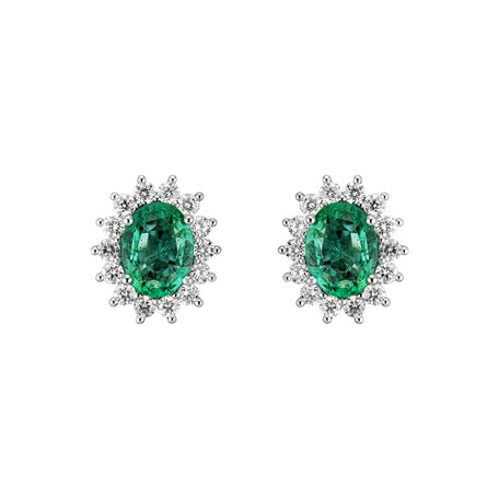 Diamond earrings with Emerald Princess