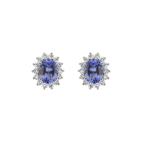 Diamond earrings with Tanzanite Princess