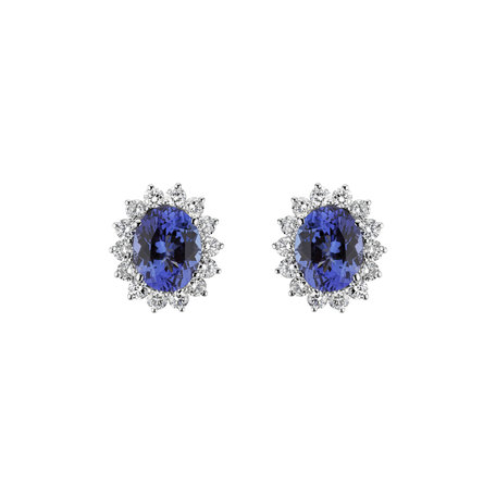 Diamond earrings with Tanzanite Princess