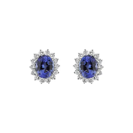 Diamond earrings with Tanzanite Princess