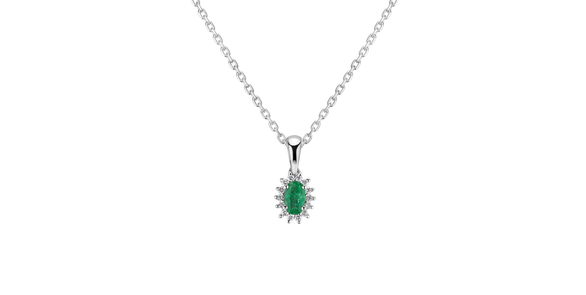 Diamond pendant with Emerald Princess