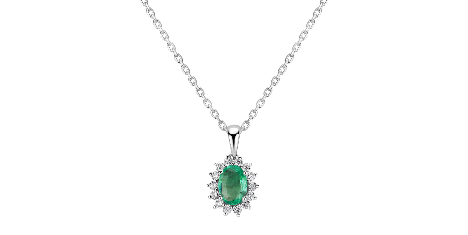 Diamond pendant with Emerald Princess