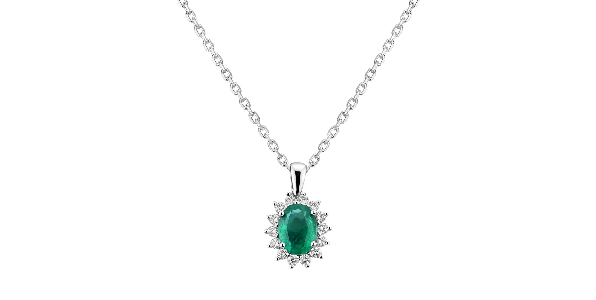 Diamond pendant with Emerald Princess