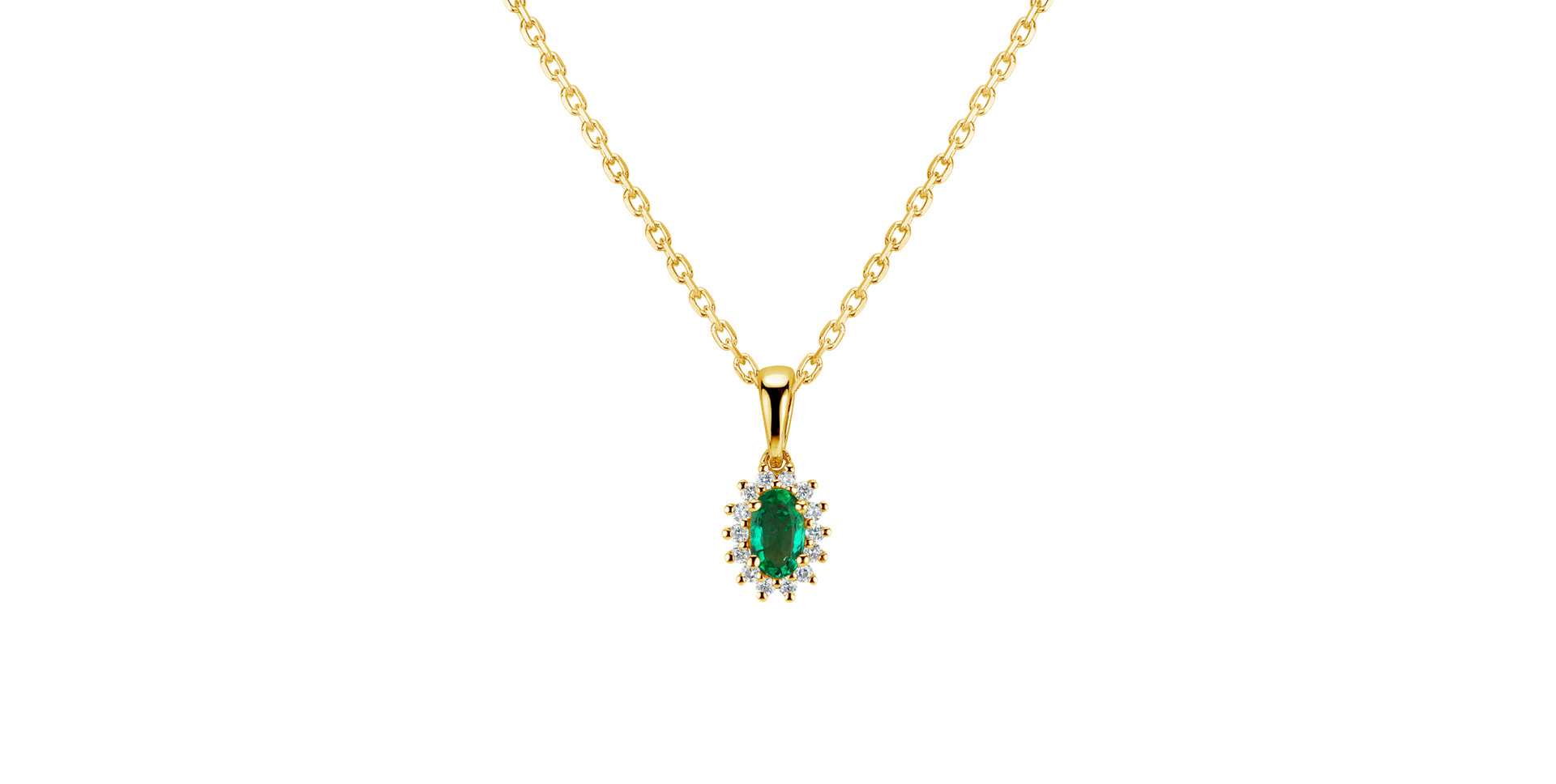 Diamond pendant with Emerald Princess