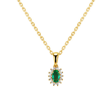 Diamond pendant with Emerald Princess