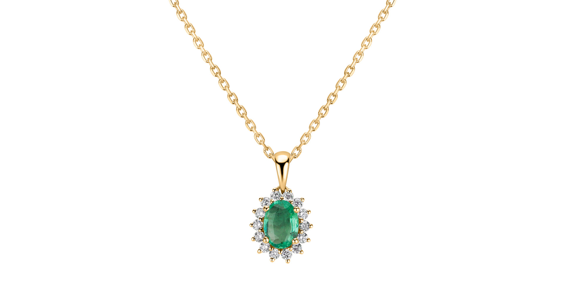 Diamond pendant with Emerald Princess