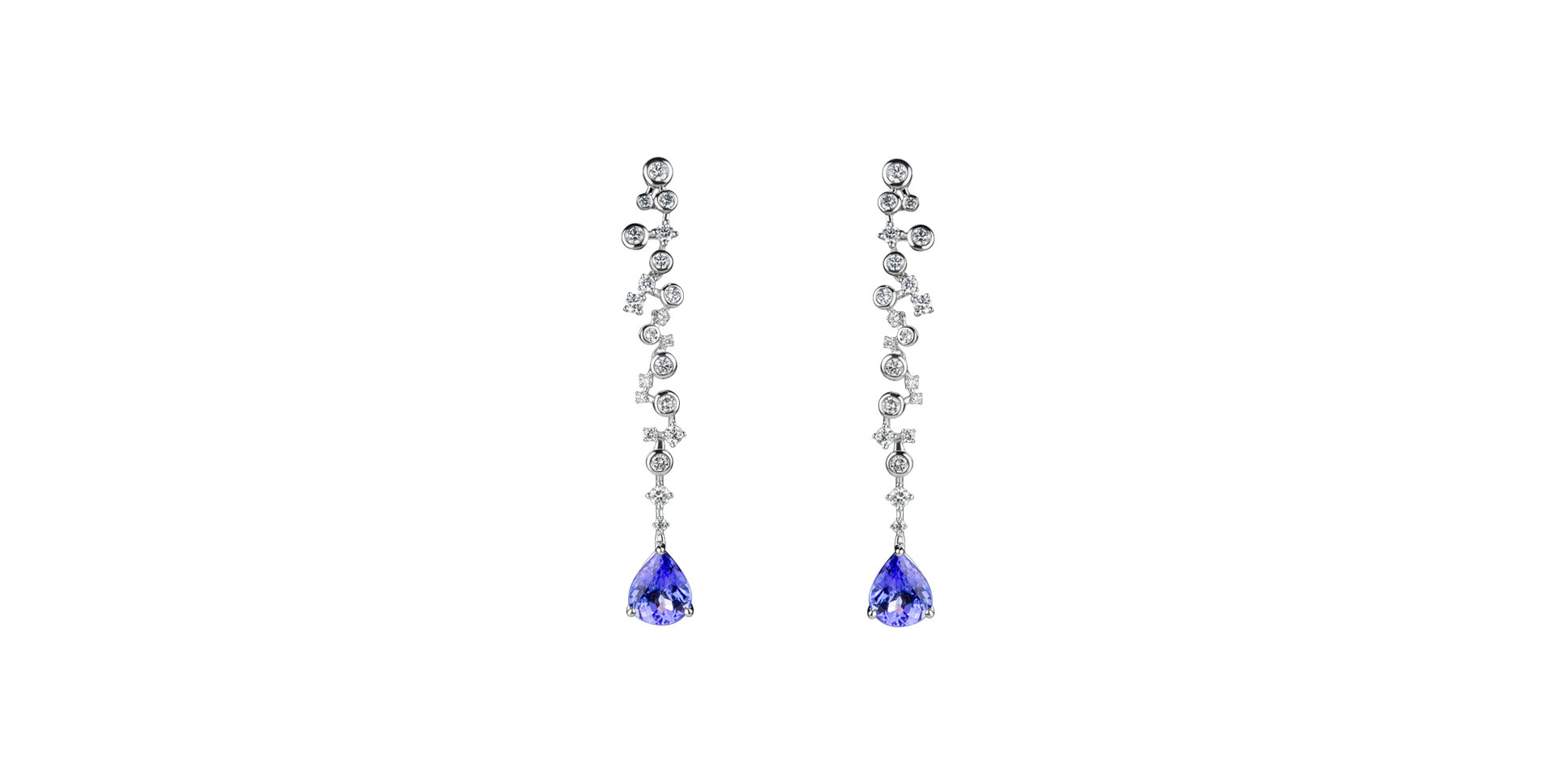Diamond earrings with Tanzanite Tanzania Waterfall