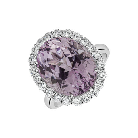 Diamond ring with Kunzite Fairy Sky