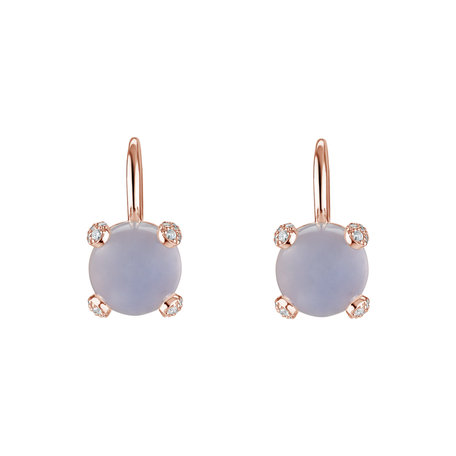 Diamond earrings with Chalcedony Royal Drops