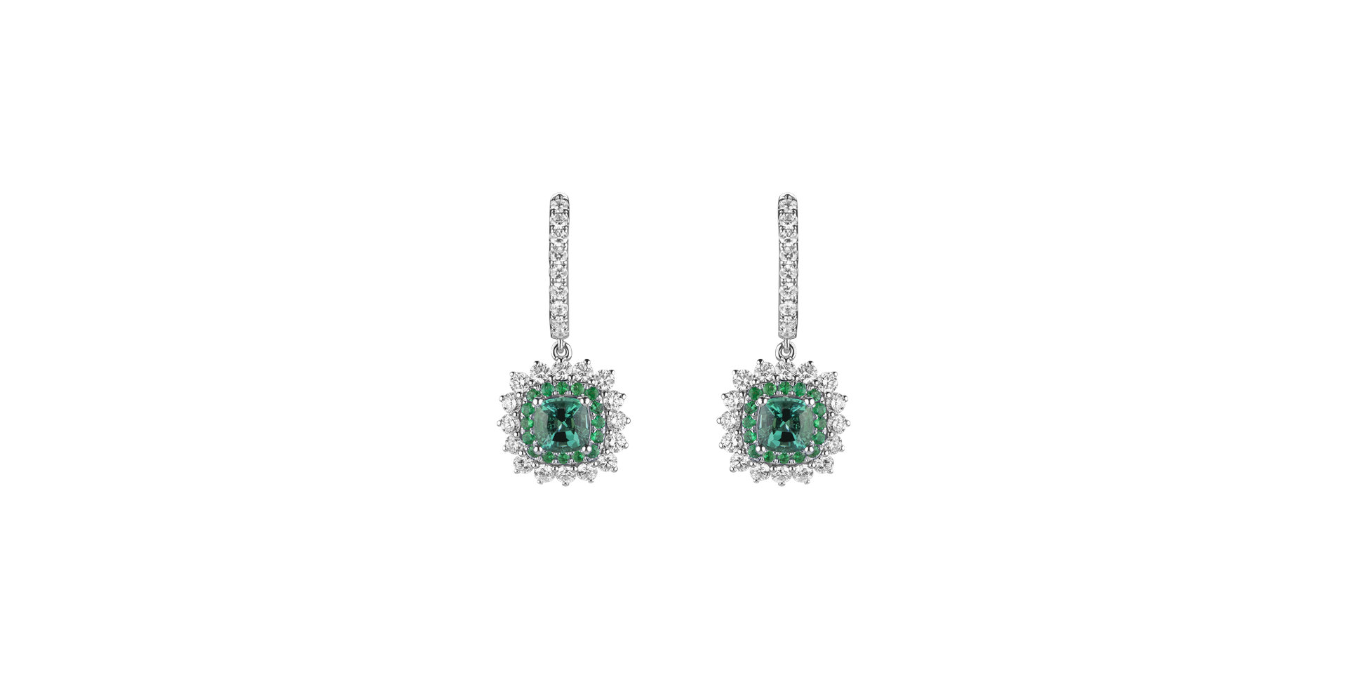 Diamond earrings with Emerald Radiant Shine