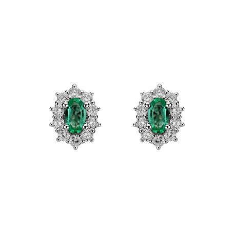 Diamond earrings with Emerald Princess Joy