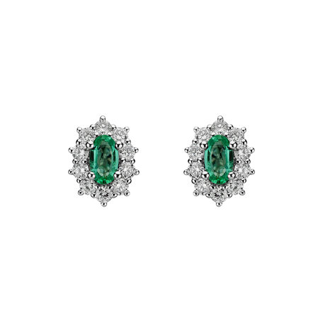 Diamond earrings with Emerald Princess