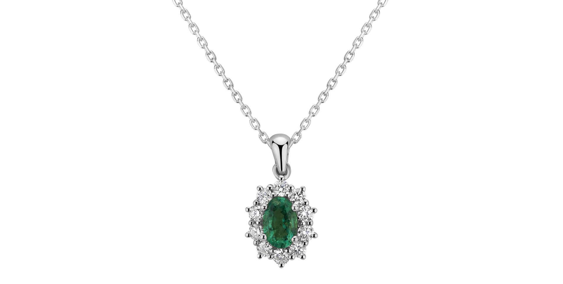 Diamond pendant with Emerald Princess
