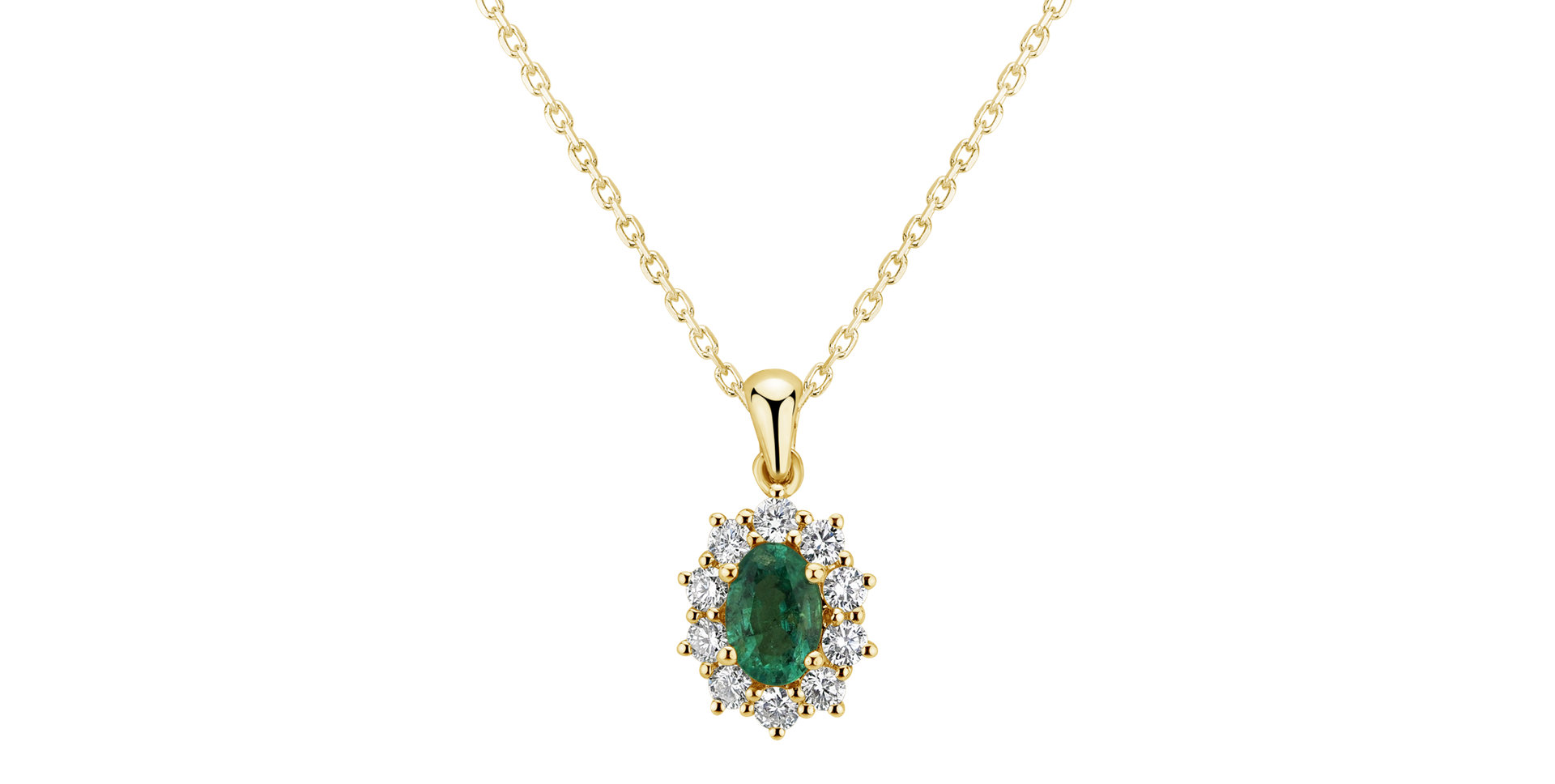 Diamond pendant with Emerald Princess