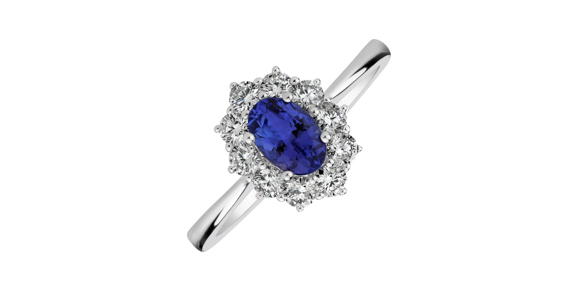 Diamond ring with Tanzanite Princess