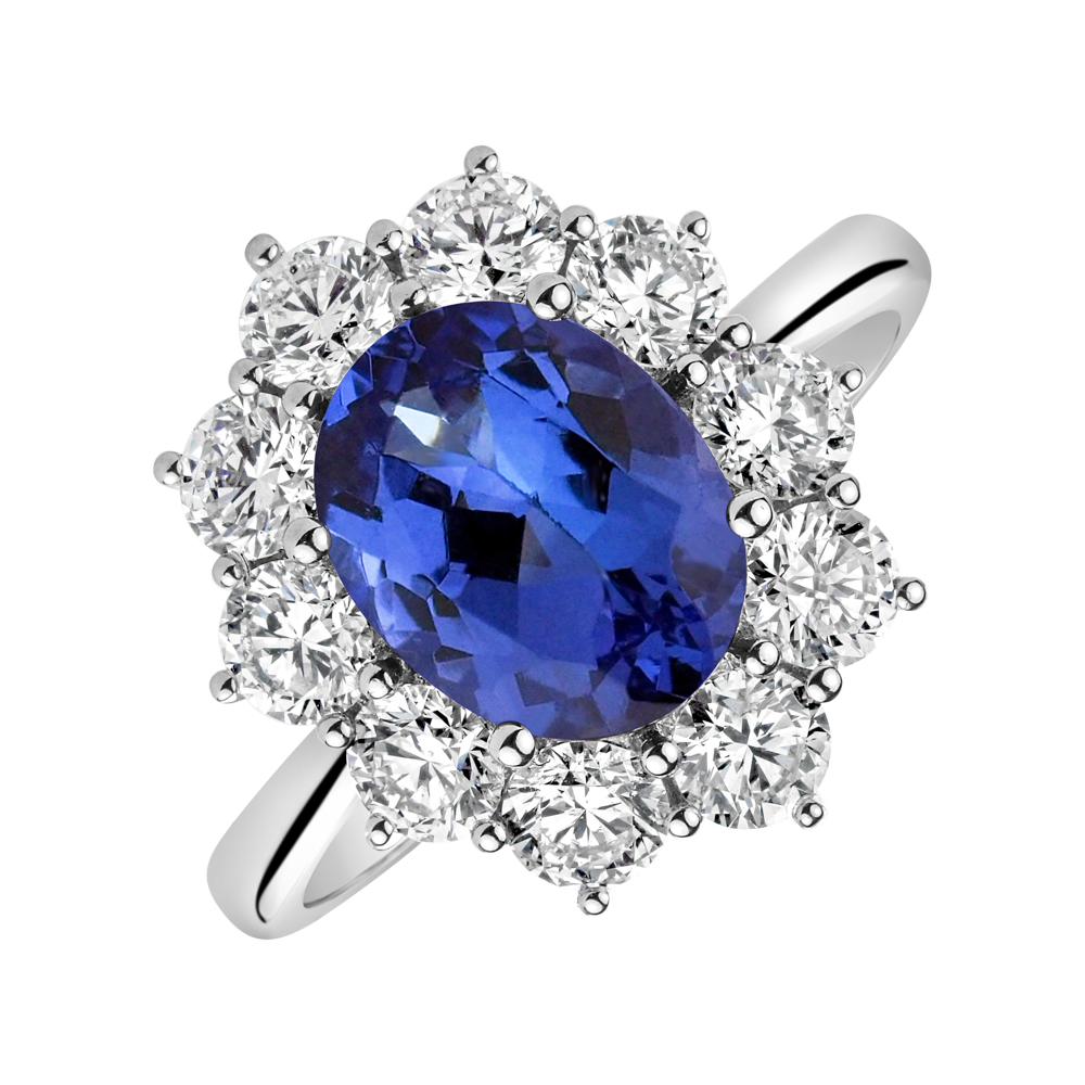 Diamond ring with Tanzanite Princess | ALO