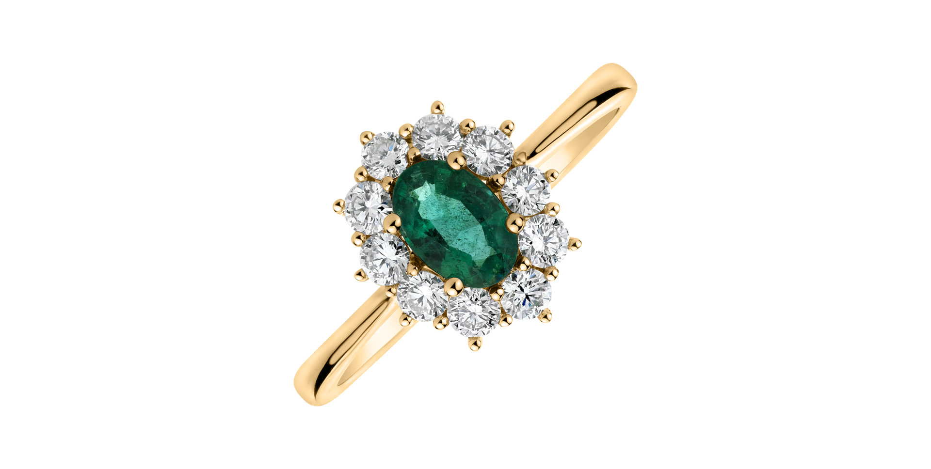 Diamond ring with Emerald Princess