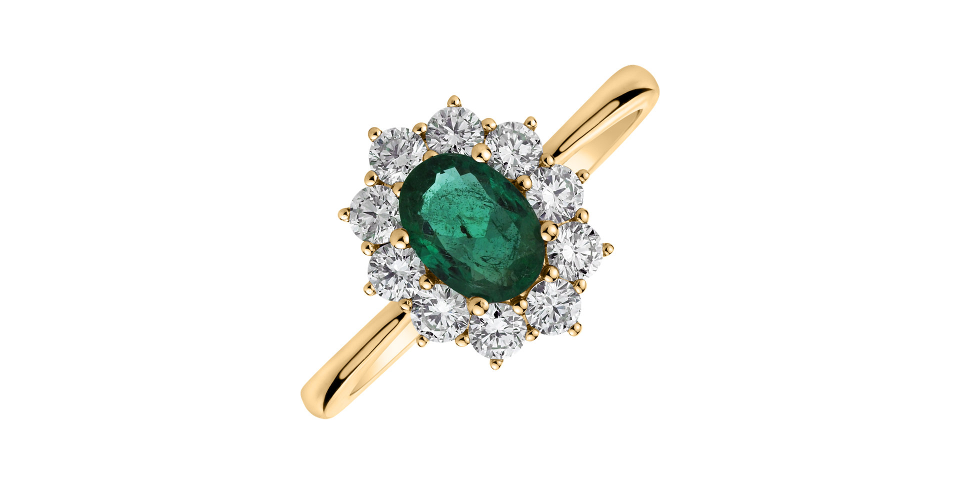 Diamond ring with Emerald Princess