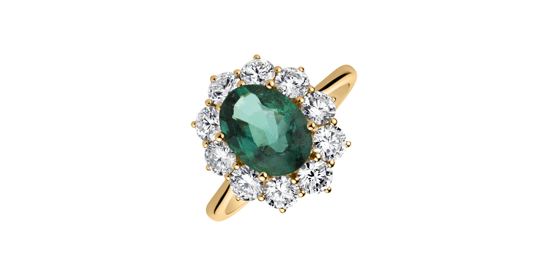 Diamond ring with Emerald Princess