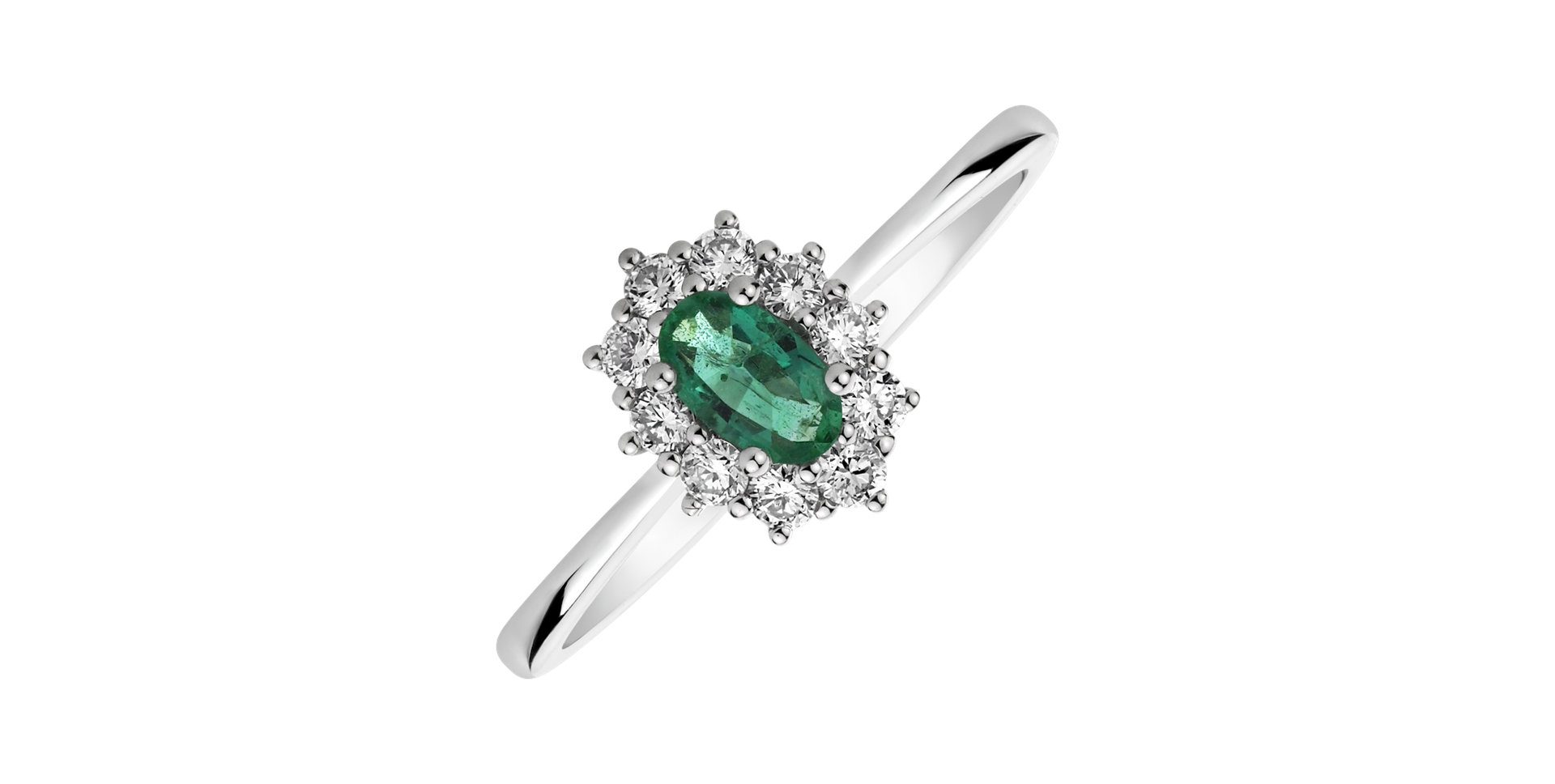 Diamond ring with Emerald Princess