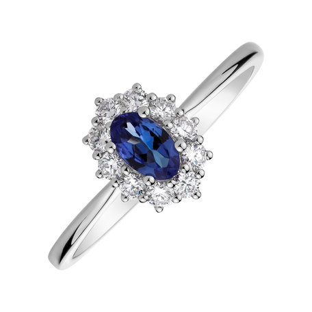 Diamond ring with Tanzanite Princess