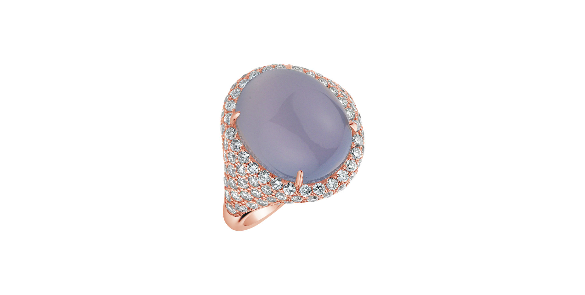 Diamond ring with Chalcedony Royal Opium