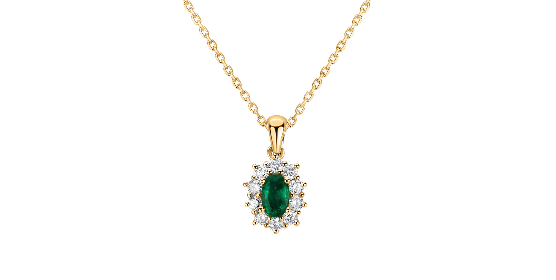 Diamond pendant with Emerald Princess