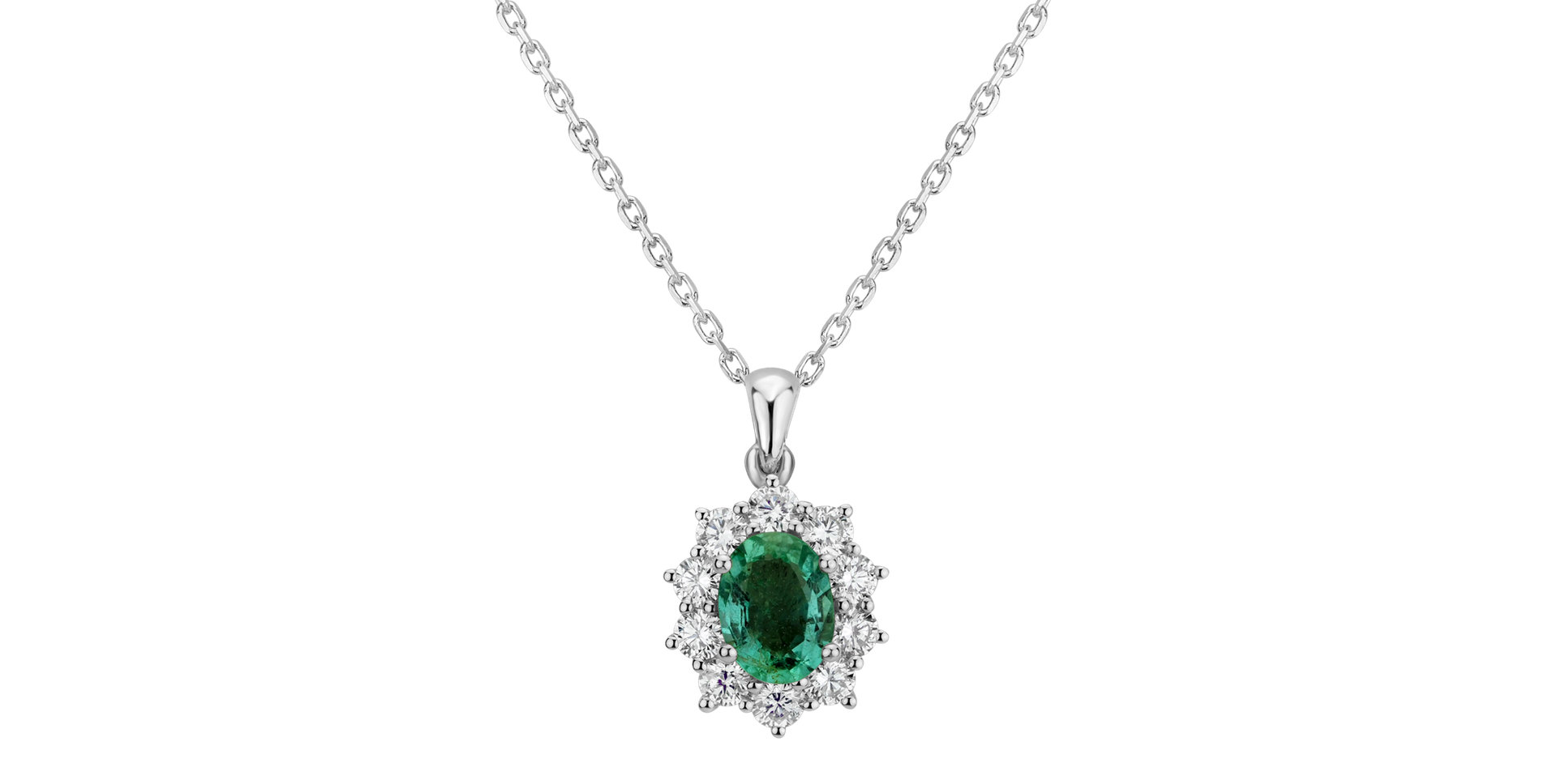 Diamond pendant with Emerald Princess