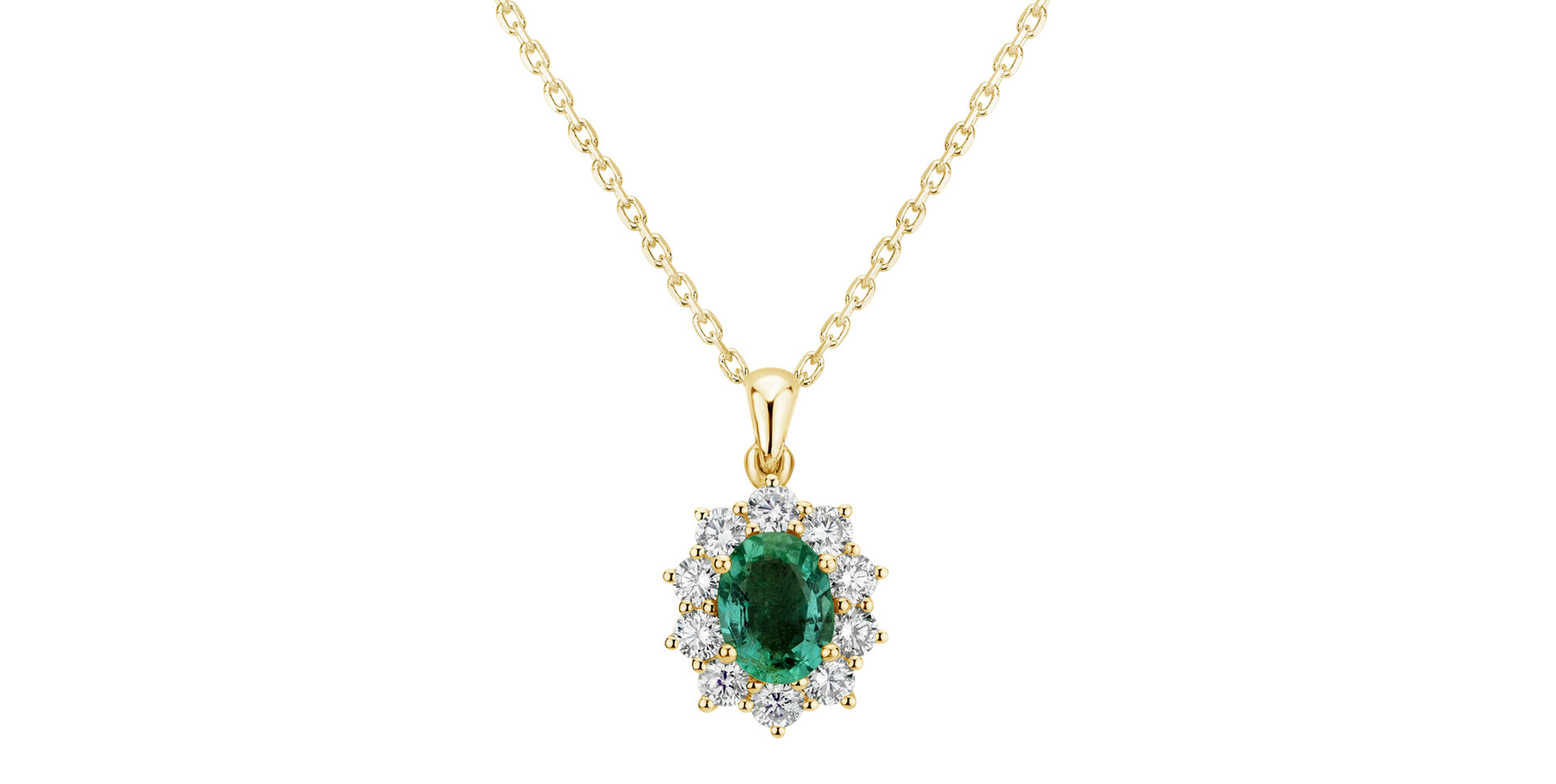 Diamond pendant with Emerald Princess