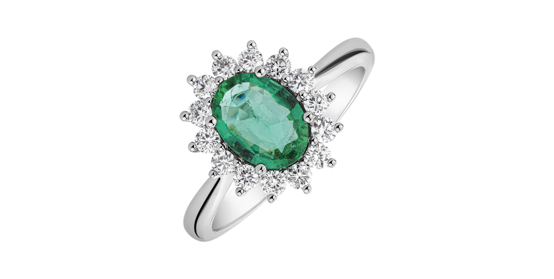 Diamond ring with Emerald Princess