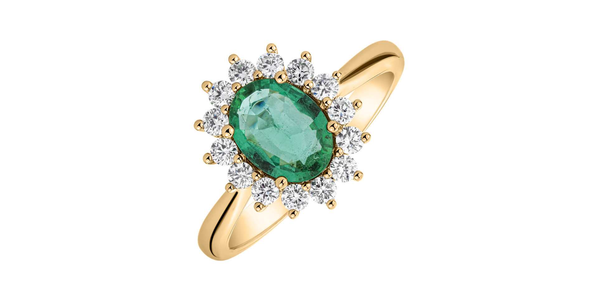 Diamond ring with Emerald Princess