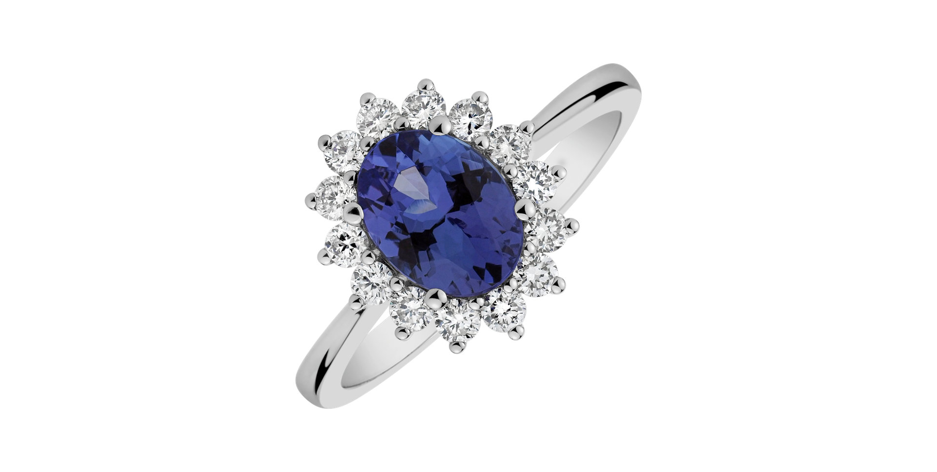 Diamond ring with Tanzanite Princess