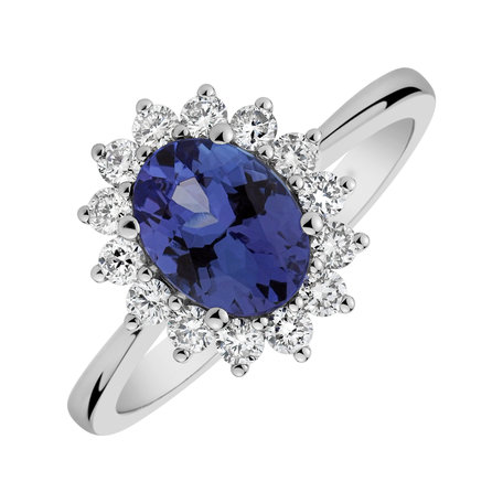 Diamond ring with Tanzanite Princess