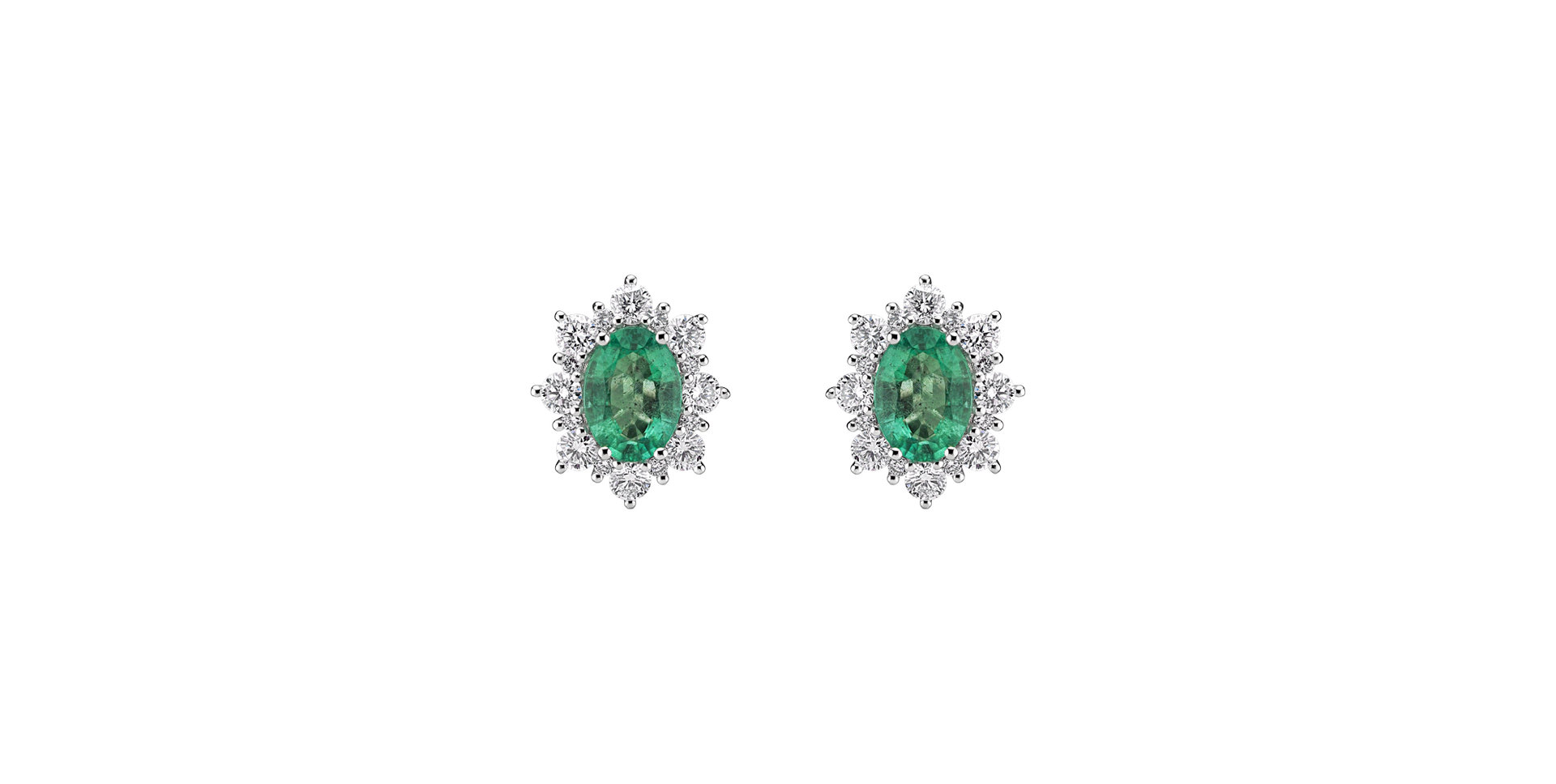 Diamond earrings with Emerald Royal Aurora