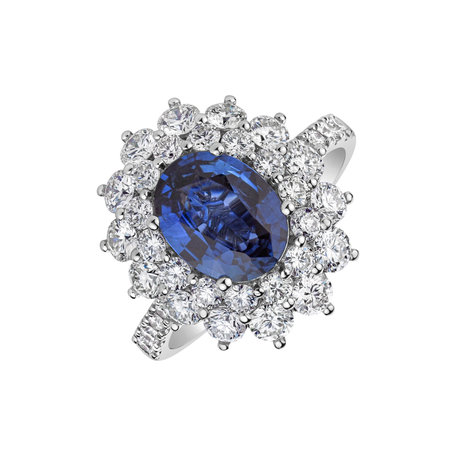 Diamond ring with Sapphire Princess Hope